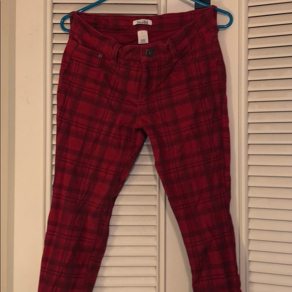 Red Plaid Jeggings